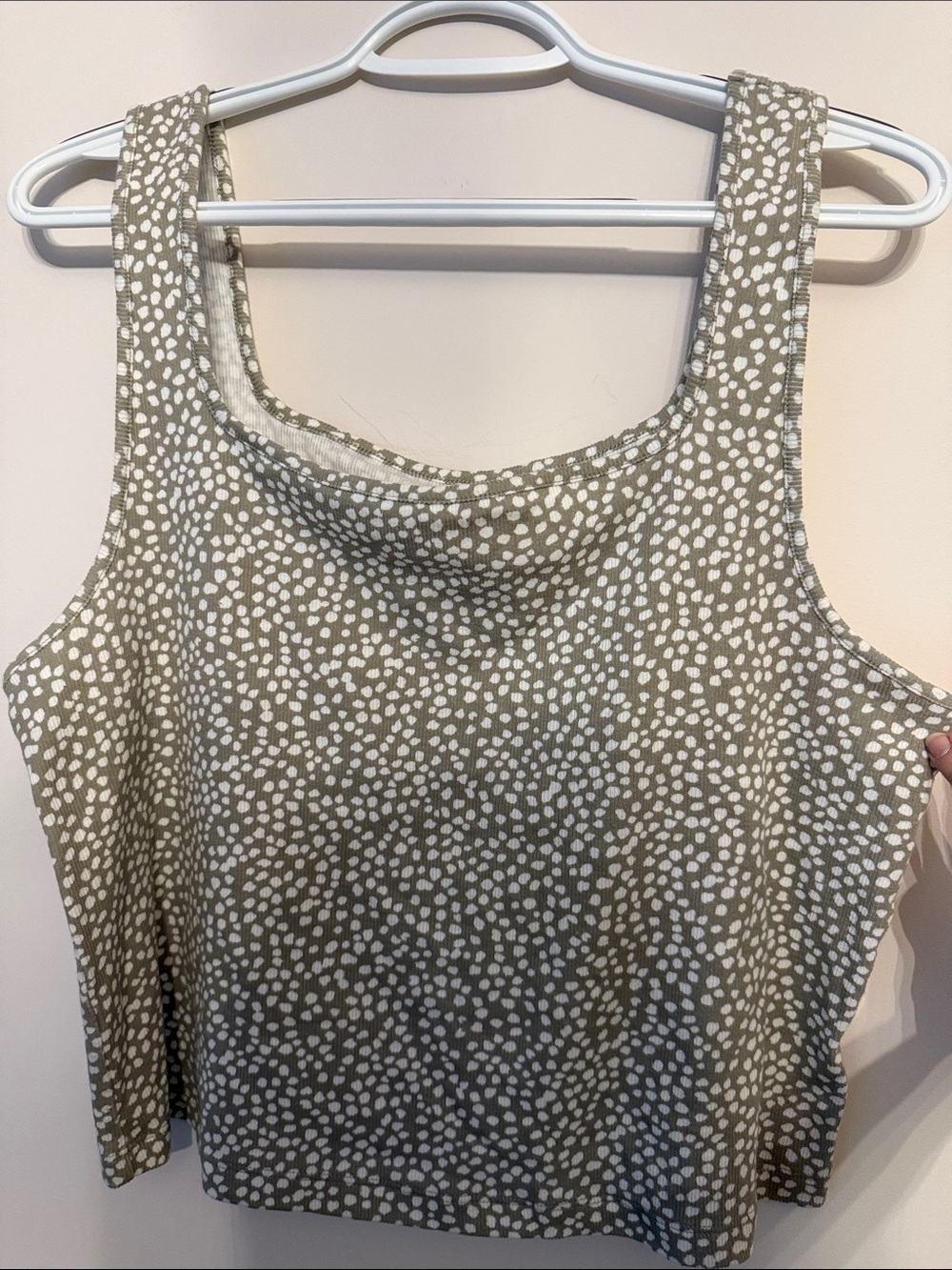 Old Navy Olive Green Tank Top with White Spot Print